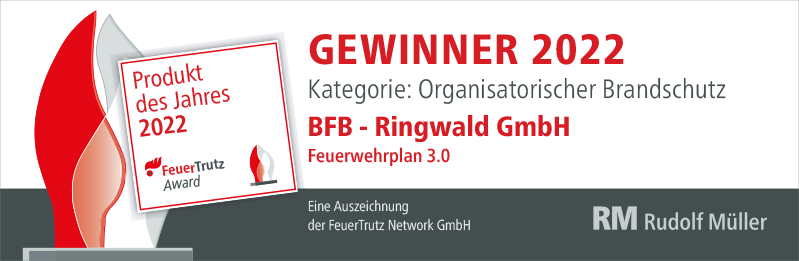 Produkt des Jahres 2022 - BfB - Ringwald GmbH Feuerwehrplan 3.0, Gewinner 2022 Kategorie: Organisatorischer Brandschutz
